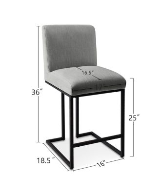 Set of 2 Fabric Counter Height Stools, 25" Seat Height Armless Upholstered Chairs for Kitchen Island-Maison Boucle