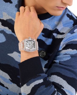 Men's Automatic Skeleton Transparent TPU Strap Watch 44x56mm