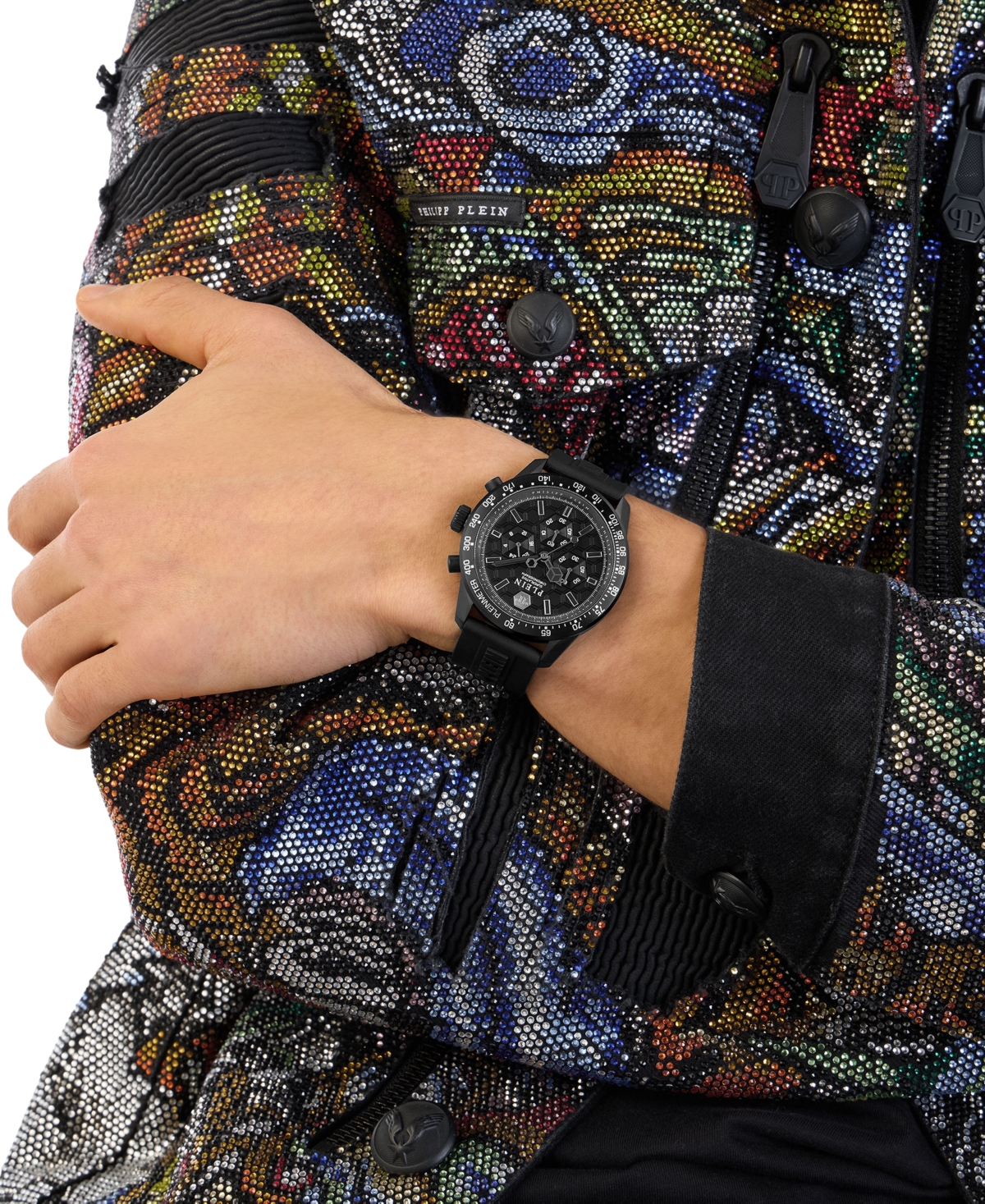 Philipp Plein Men's Chronograph PleinmeterSilicone Strap Watch 44mm - Black