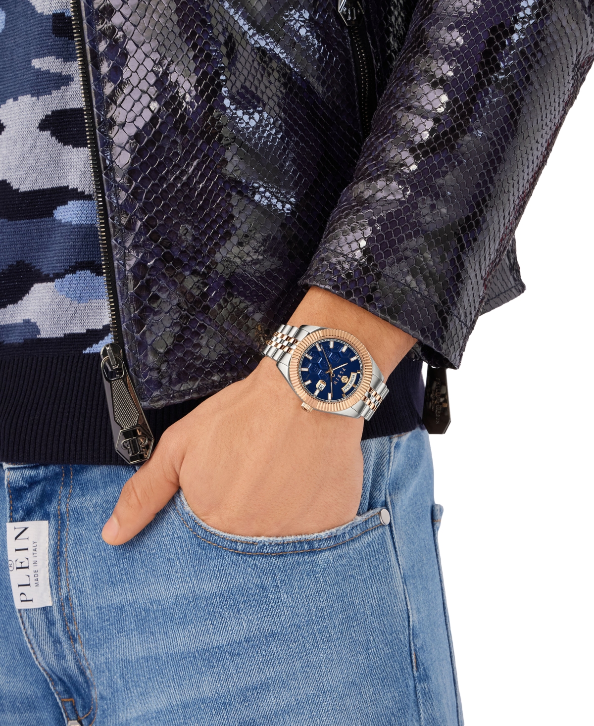 Philipp Plein Date Superlative Crystal Watch In Two Tone