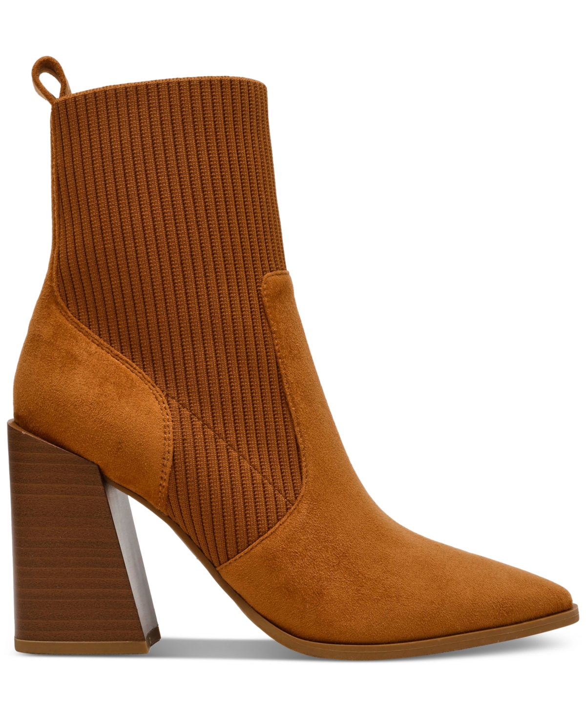 Wild Pair Trinityy Pointed-toe Pull-on Knit Dress Booties, Created For Macy's In Cognac Micro