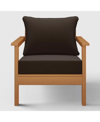 Outdoor Modern HDPE Patio Teak Club Chair with Deep Seat Cushions