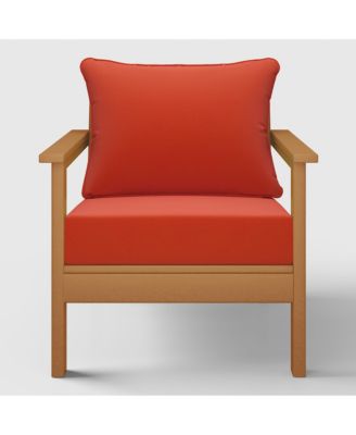 Outdoor Modern HDPE Patio Teak Club Chair with Deep Seat Cushions
