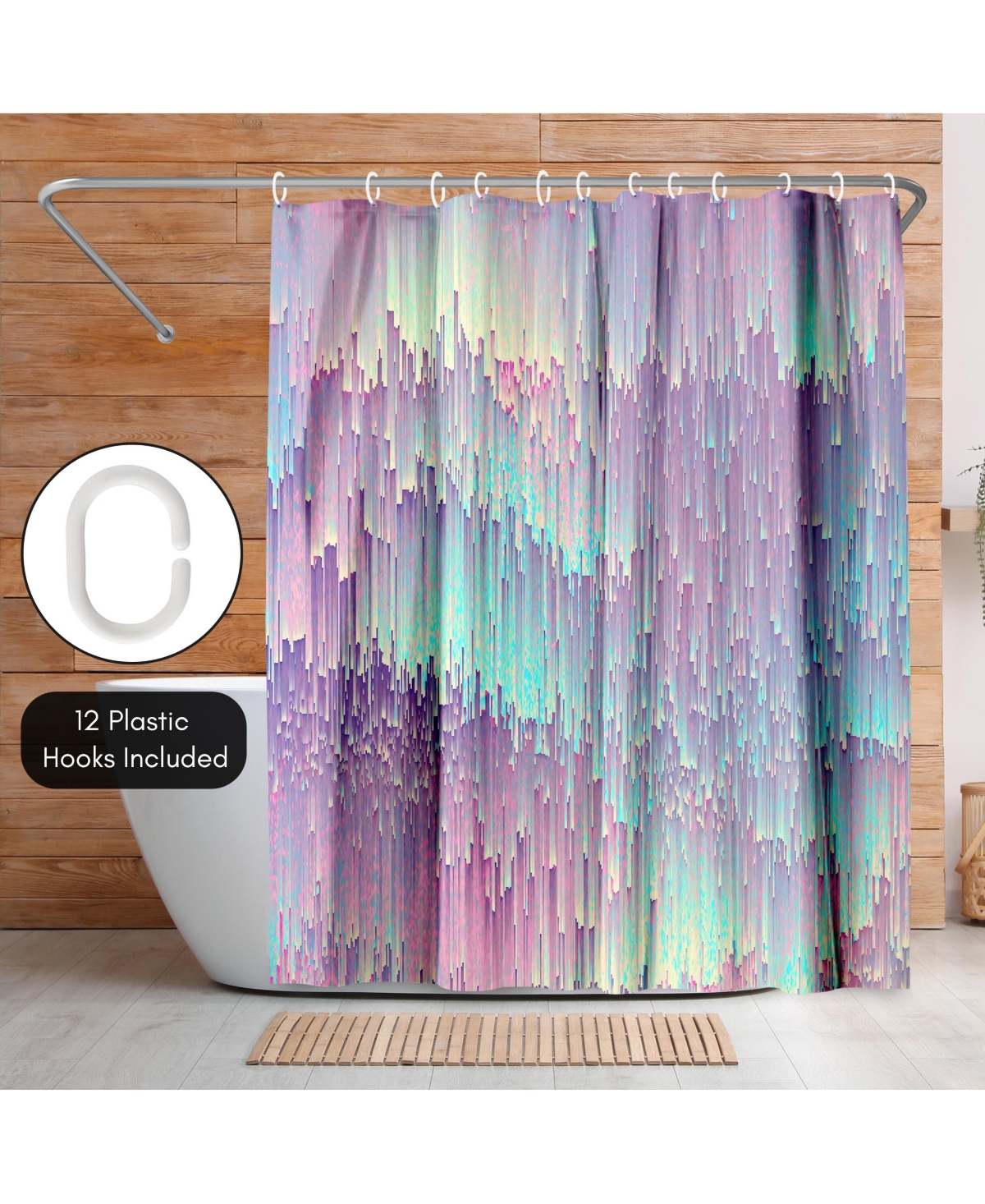 Americanflat Shower Curtain - Abstract Design - Iridescent Glitches by Emanuela Carratoni