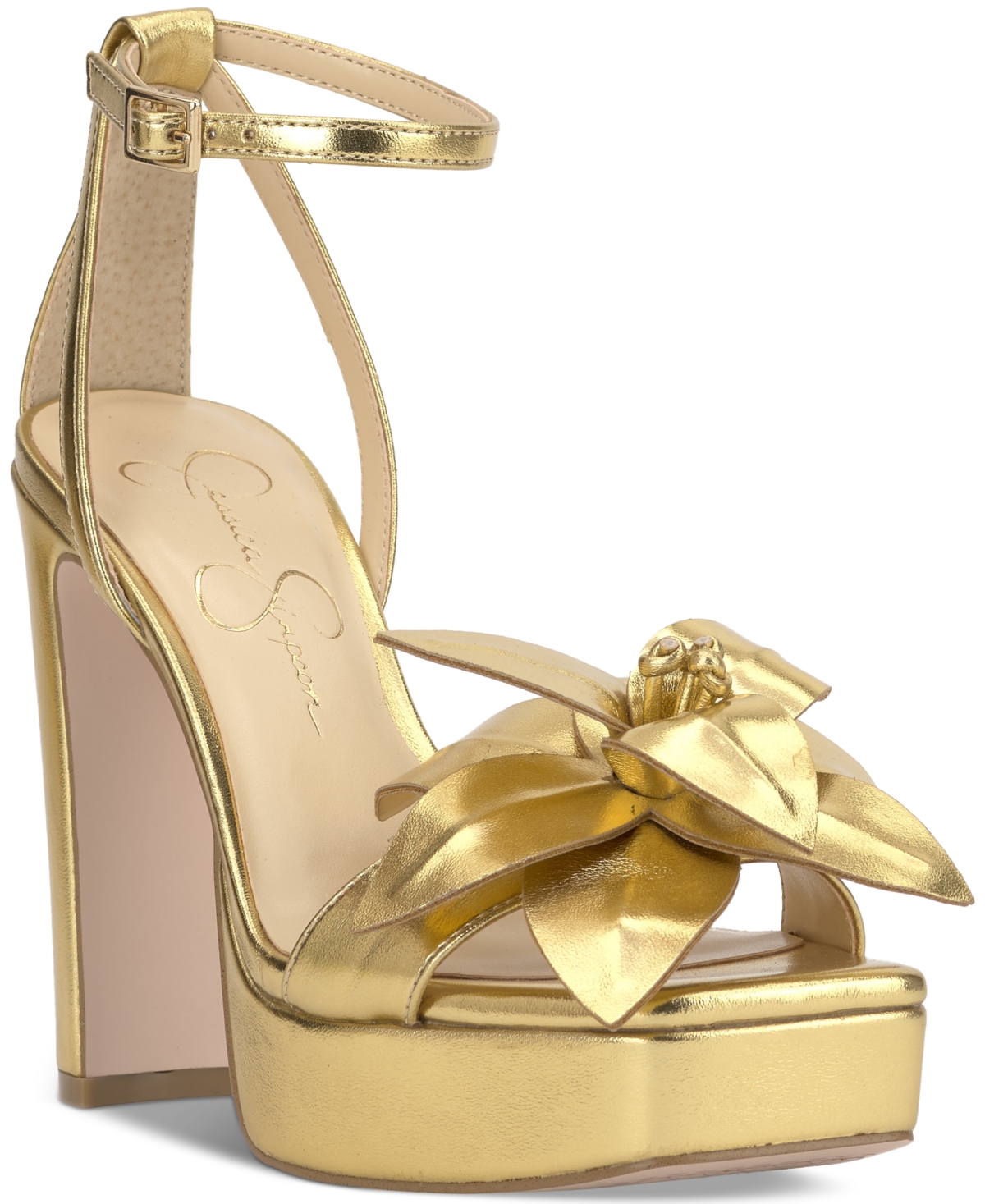 Women's Camise Flower Platform Sandals - Gold Metallic