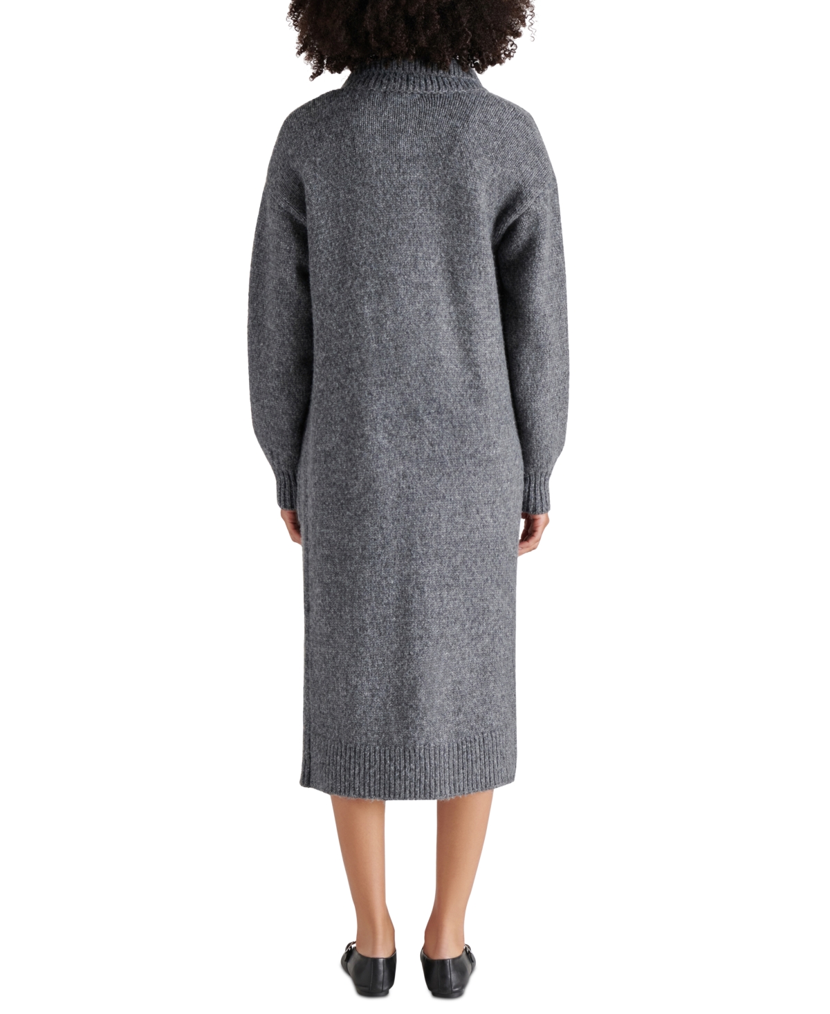 Steve Madden Marl Notched Lapel Longline Cardigan In Heather Charcoal