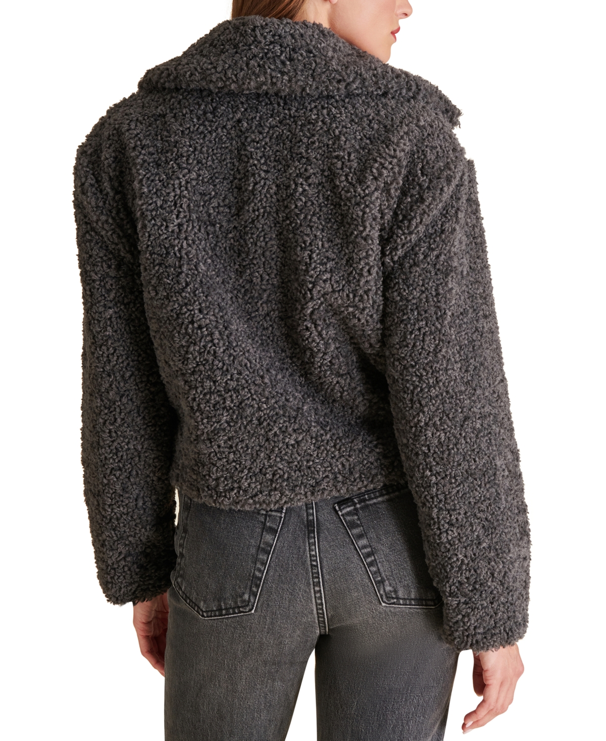 Steve Madden Pippin Faux Shearling Jacket In Forged Iron