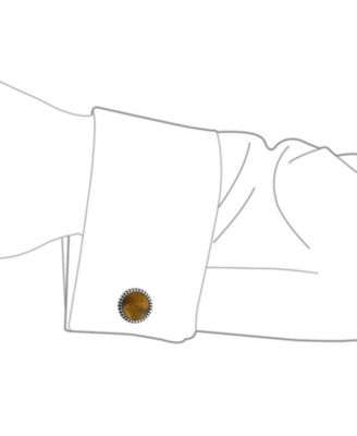 Classic Round Black Onyx Shirt Cufflinks for Men - Sterling Silver Bullet Hinge