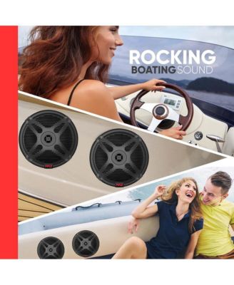 Waterproof-Rated Marine Speaker Kit, 6.5" Speakers, 600 Watt with Bluetooth