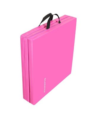 GoGym 6'x2'x1.5" Folding 3 Panel Exercise Gym Mat, Pink