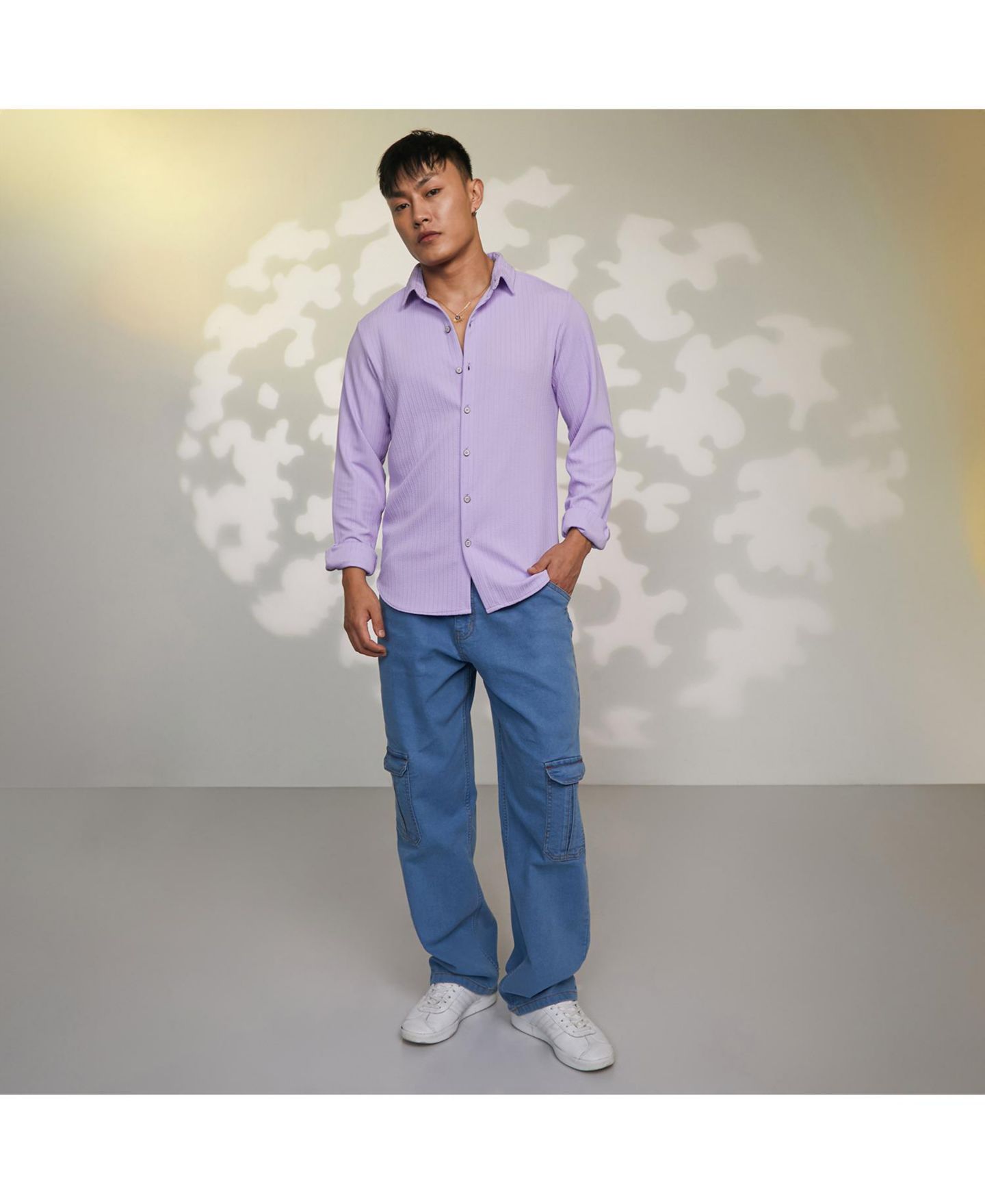 Мужская рубашка Cahoot Campus Sutra Lilac Stripe-Creased, цвет: Фиолетовый — фото 7