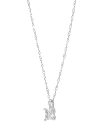 Diamond Princess Solitaire 18" Pendant Necklace (3/8 ct. t.w.) in 14k Gold