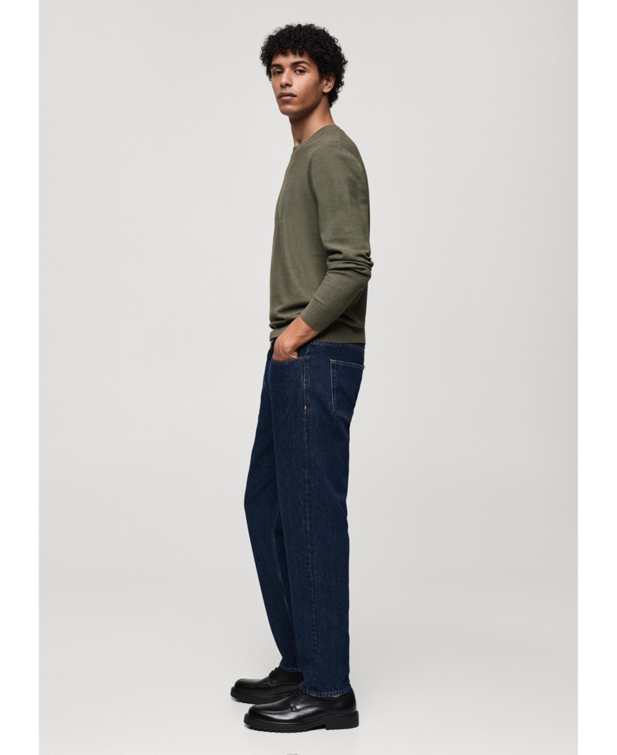 Mango Microstructure Crewneck Sweater In Sand