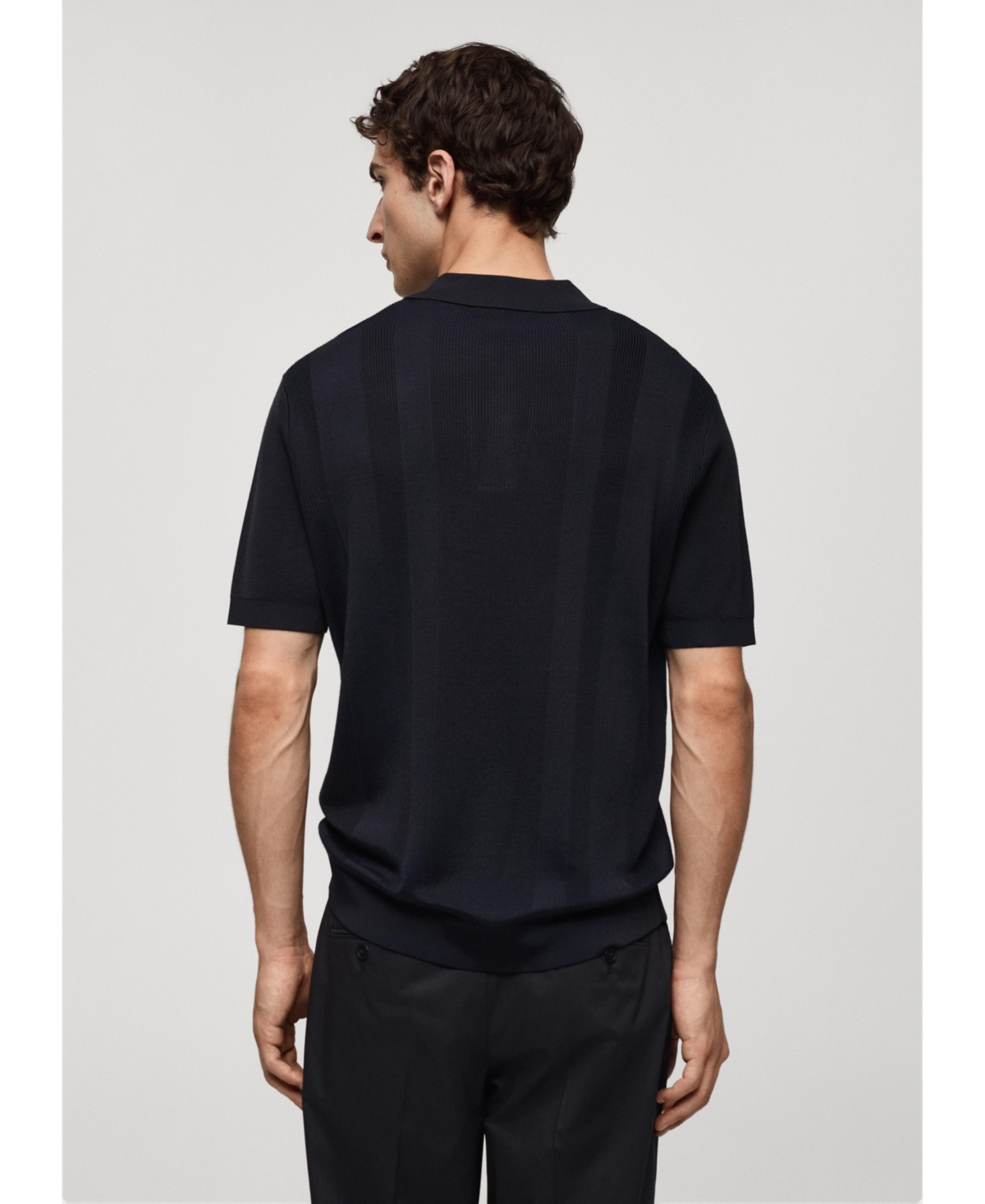Mango Men's Ribbed Knit Polo Shirt