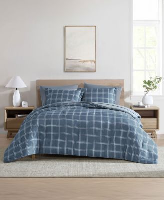 Grid Plaid Reversible 7-Pc. Comforter Set, Full