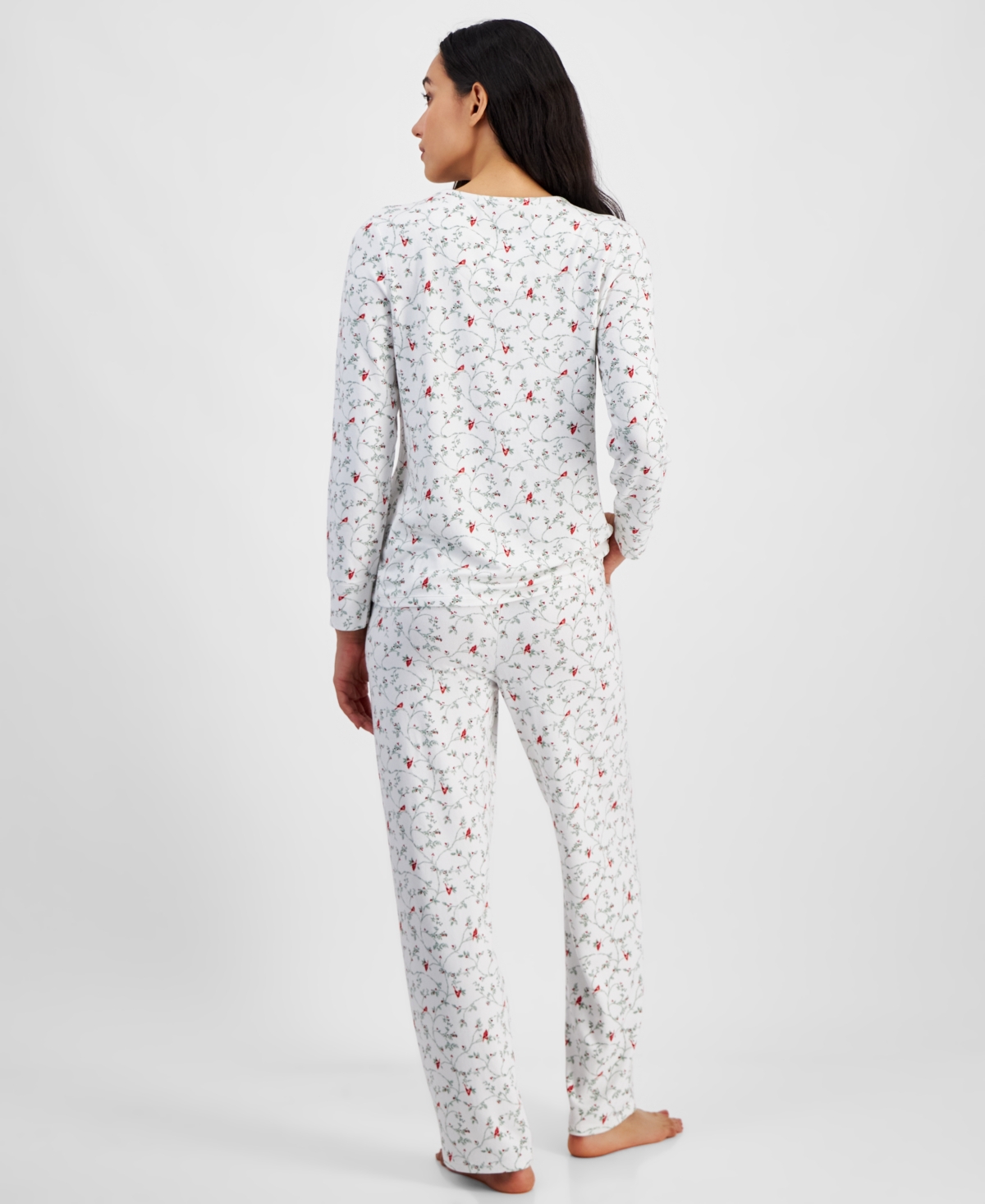 Charter Club Women's 2-pc. Printed Long-sleeve Packaged Pajamas Set, Created For Macy's In Delicate Cardinal