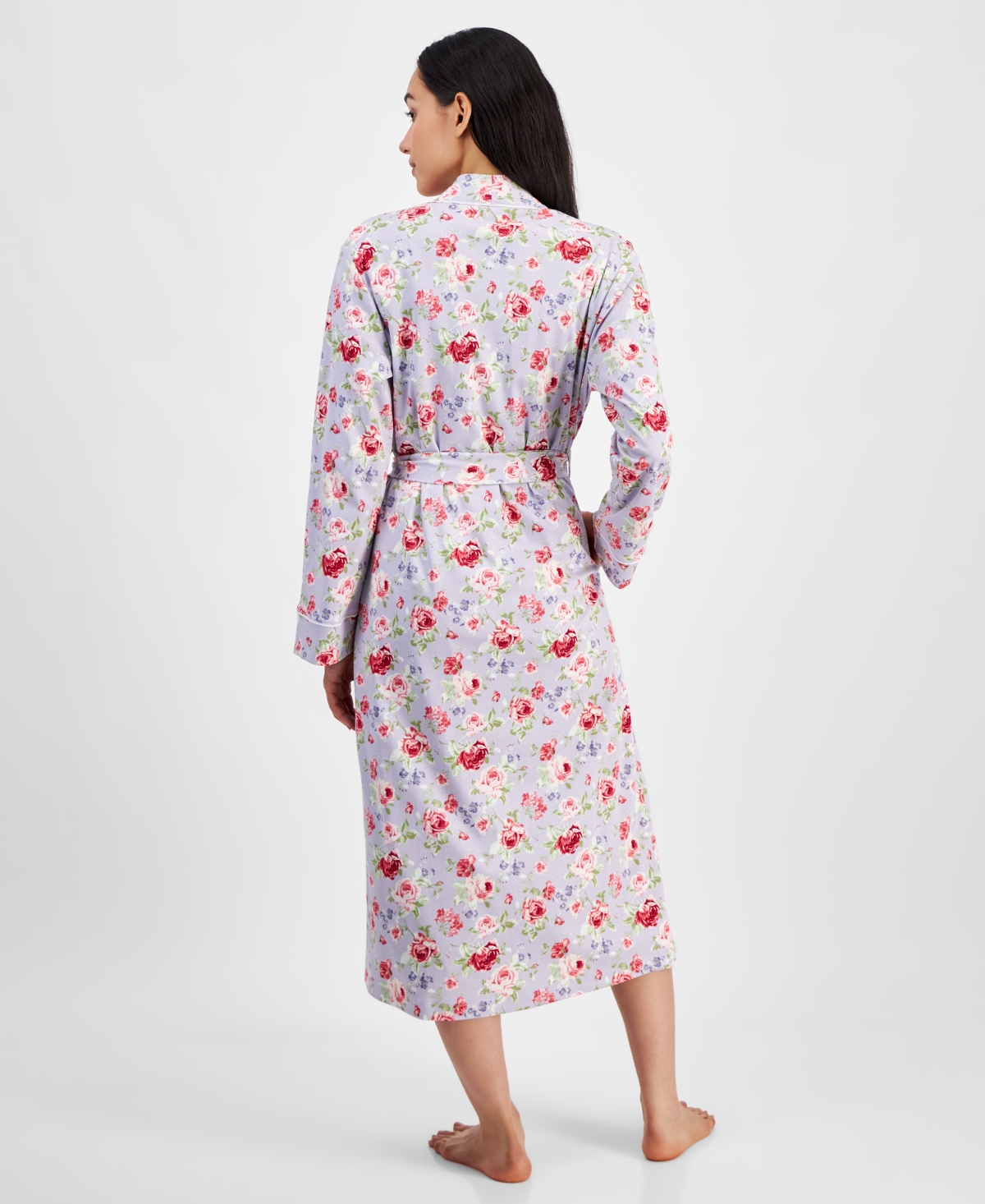 CHARTER CLUB WOMEN'S COTTON FLORAL LONG ROBE, CREATED FOR MACY'S 