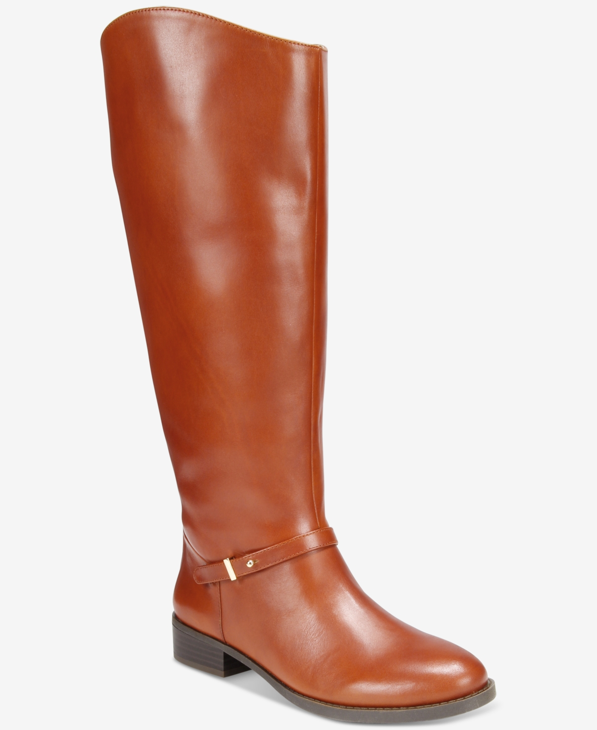 On 34th Women's Firesse Knee High Riding Boots, Created For Macy's In Cognac Leather