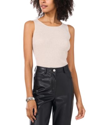 Women's Metallic Ribbed Sleeveless Sweater