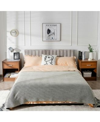 Set of 2 Nightstand End Side Table Storage Cabinet w/ Drawer Home Office Brown