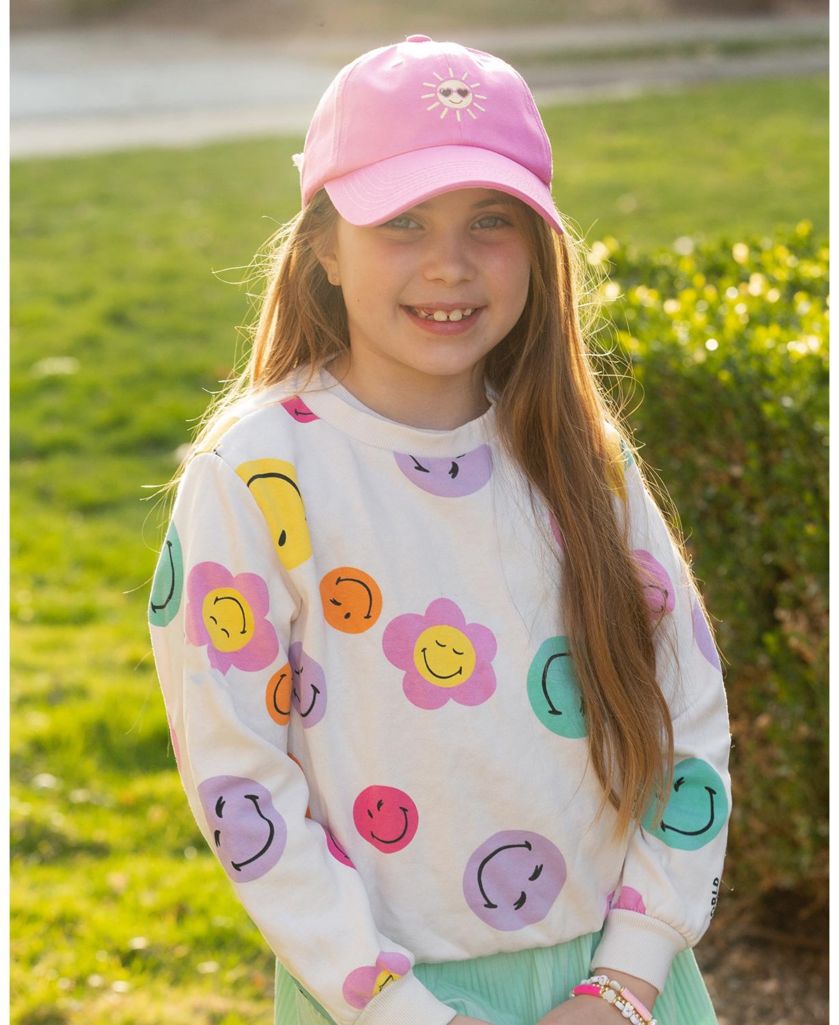 Bits & Bows Girls Girls Sunshine Bow Baseball Hat - Magenta