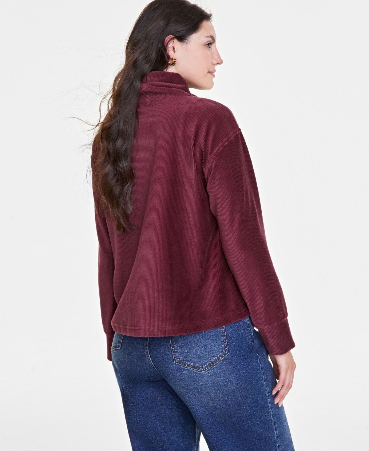 On 34th Women's Ribbed Velour Turtleneck Top, Created For Macy's In Port Royale
