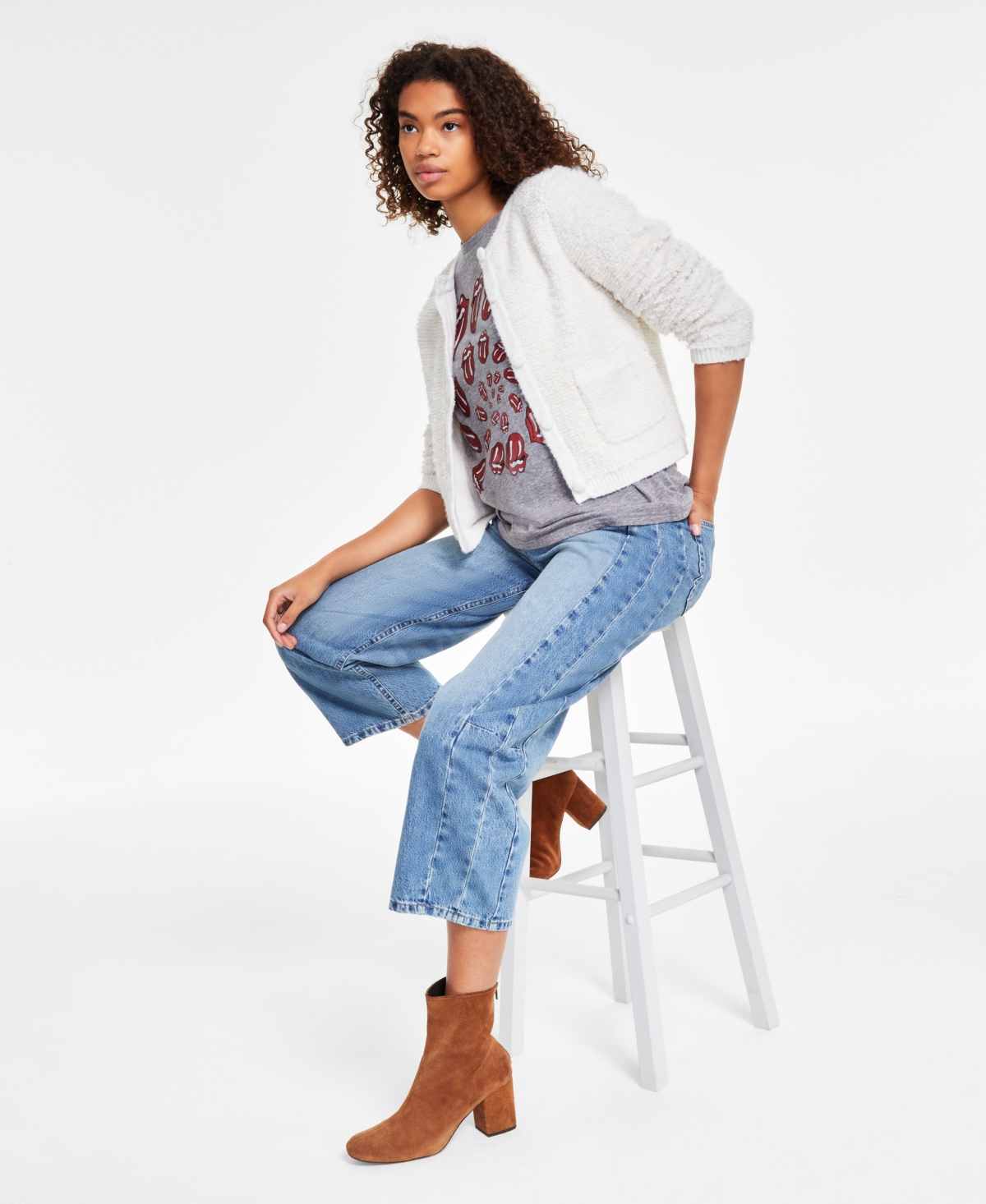 LUCKY BRAND WOMEN'S SWEATER LADY BUTTON FRONT CARDIGAN 