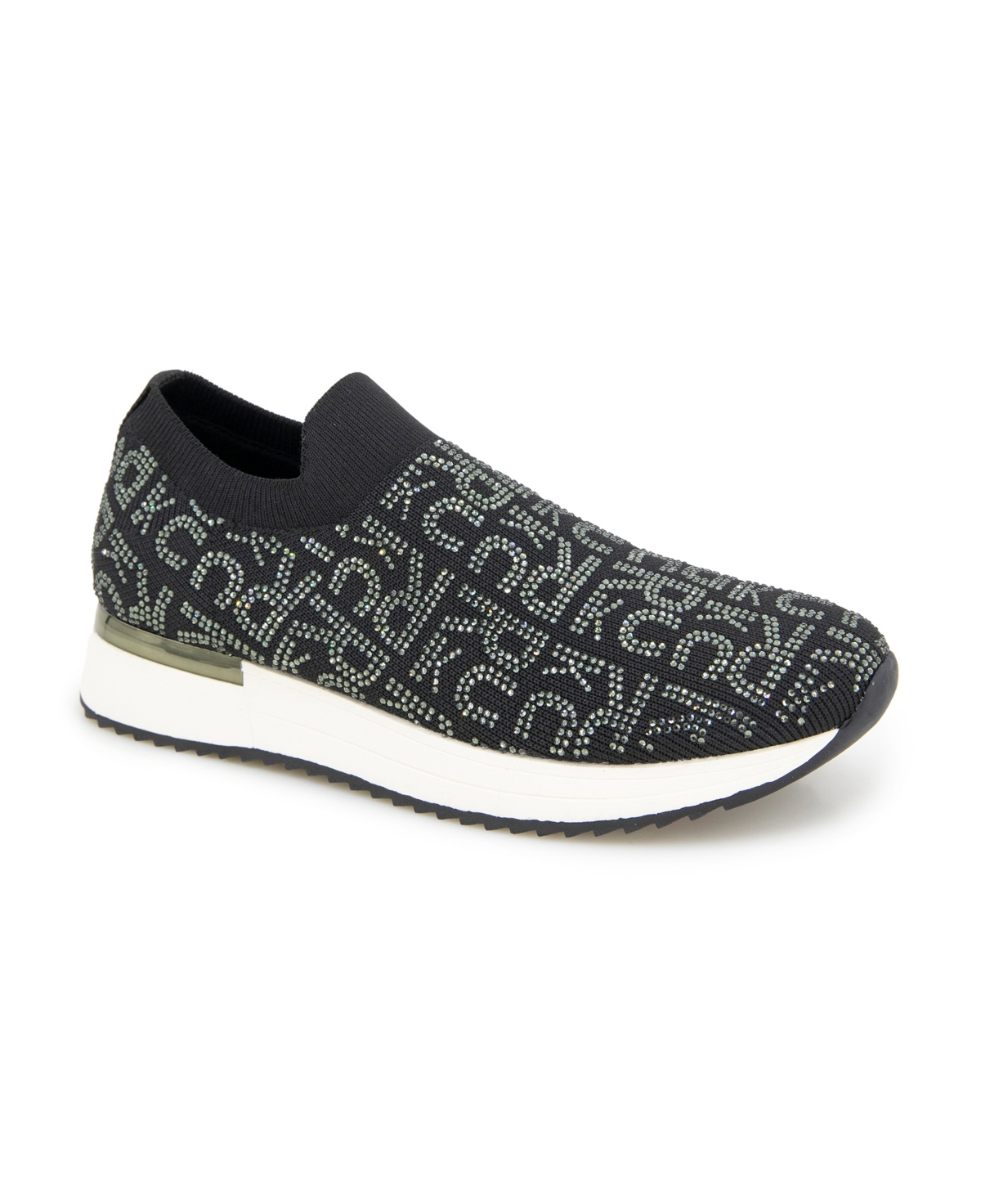 Kenneth Cole Reaction Women's Cameron Jewel Jogger Almond Toe Sneakers In Black Logo