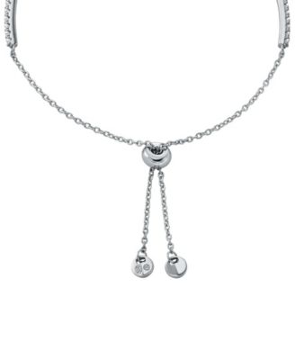 Sterling Silver Pav&eacute; Mixed Cut Slider Bracelet