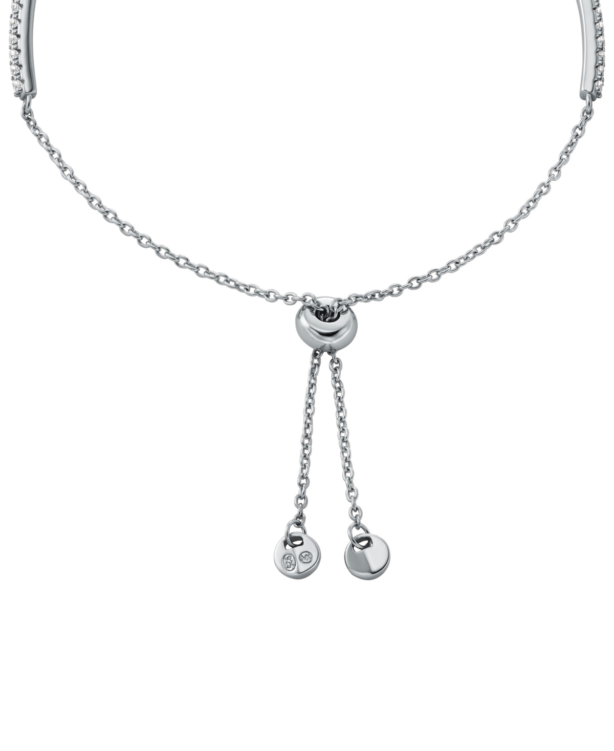 Michael Kors Sterling Silver Pave Mixed Cut Slider Bracelet In Silver