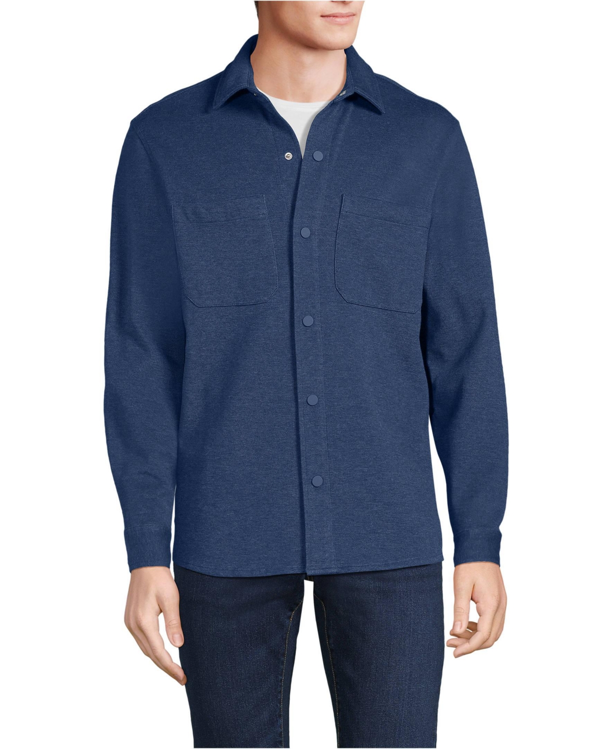 Lands' End Men's Knit Long Sleeve Shirt Jacket