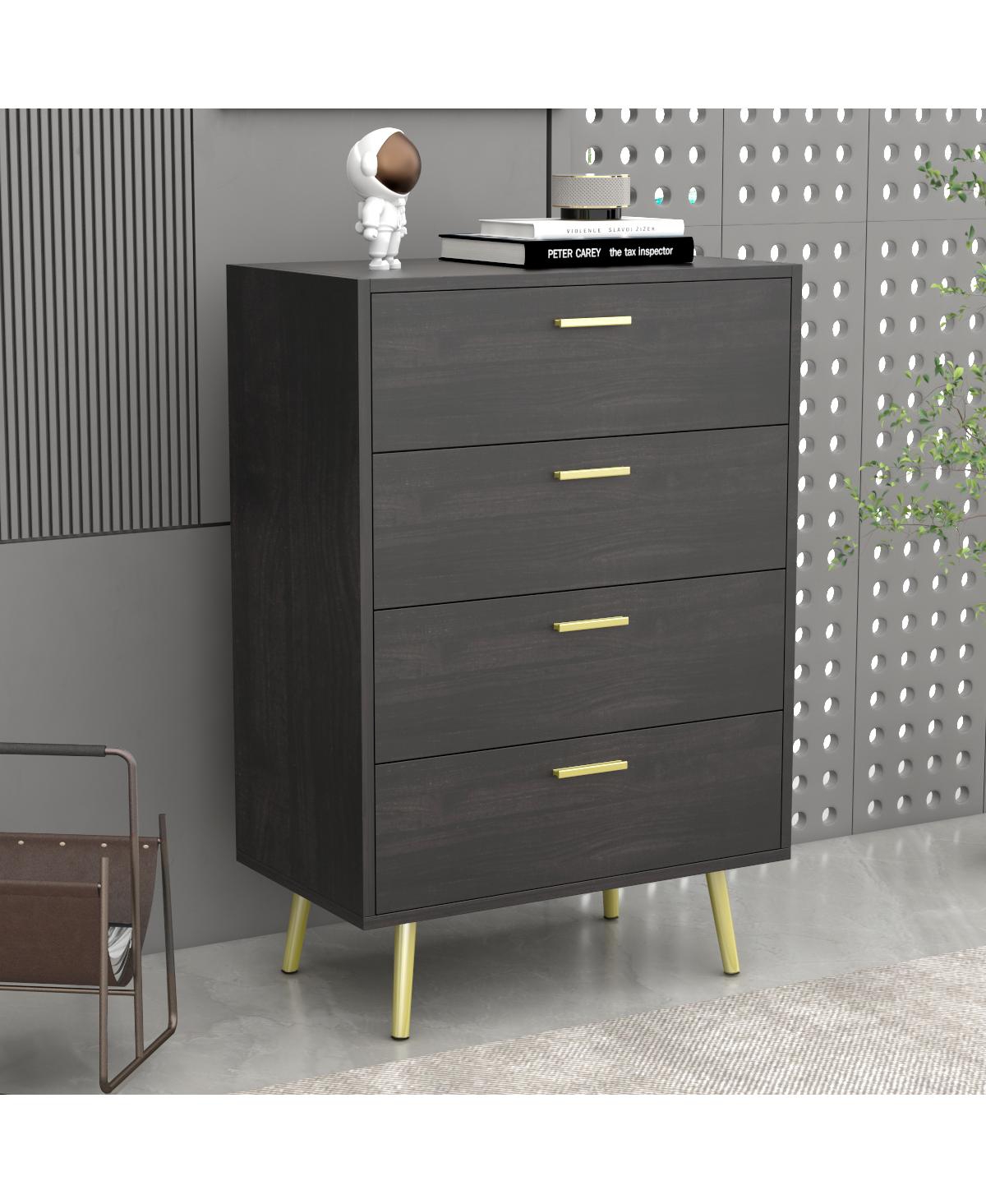Homsee 4-Drawers Dark Brown Chest of Drawer Accent Storage Cabinet