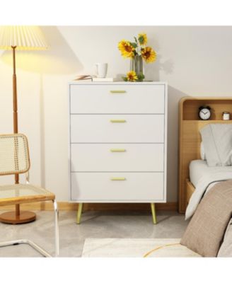 4-Drawers Dark Brown Chest of Drawer Accent Storage Cabinet