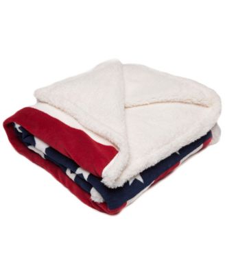 Premium Patriotic US Flag Print Sherpa Throw Blanket - Lightweight Microfiber for Couch and Bed - Great Gift for Veteran, Friend, Men, Women, Proud American House (King)