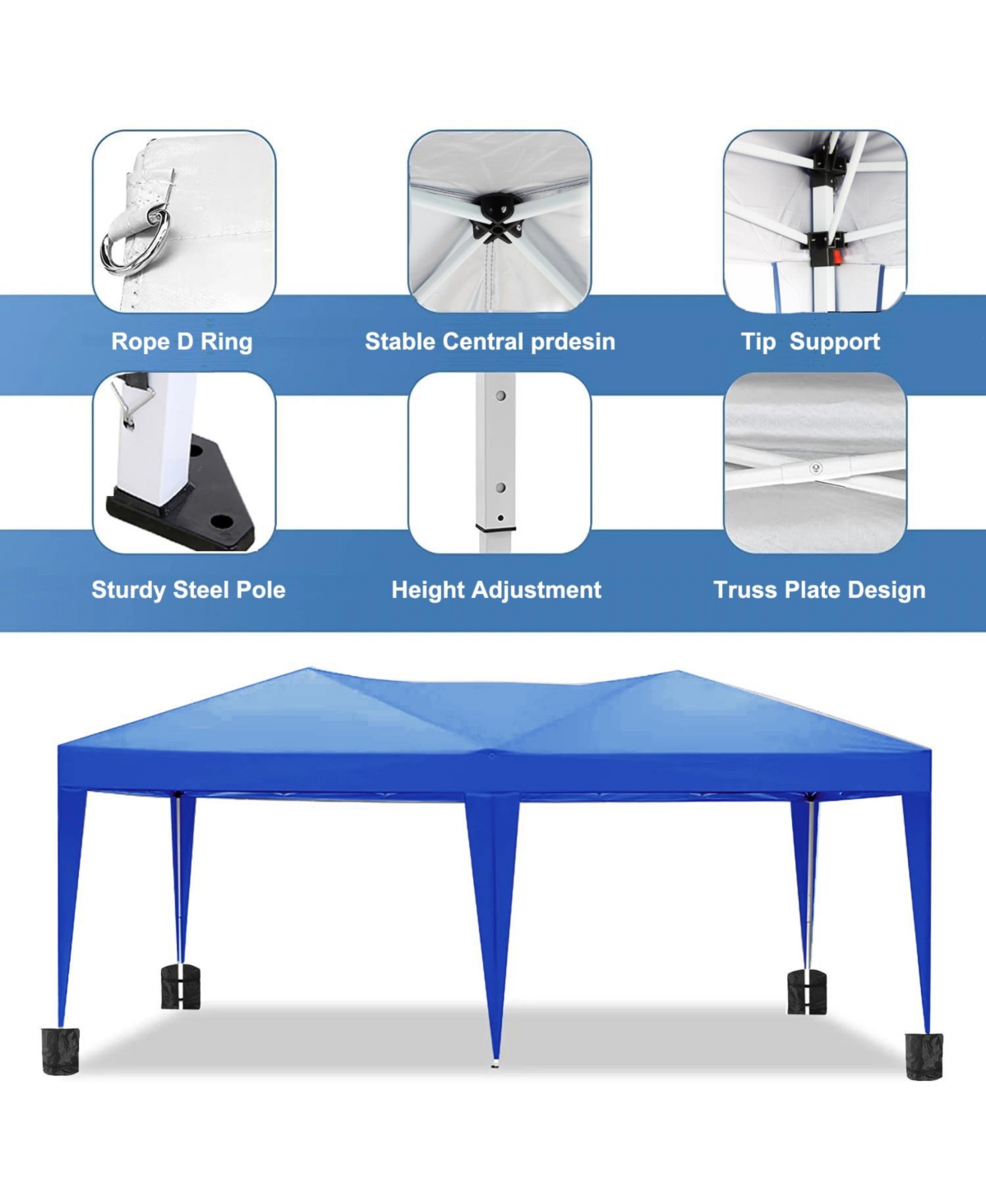 Slickblue Pop-Up Canopy Tent - Portable Outdoor Folding Party Tent with 6 Removable Sidewalls & Carry Bag