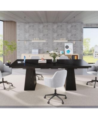 63-Inch Particleboard & Metal Frame Rectangular Farmhouse Dining Table With Tapered Legs