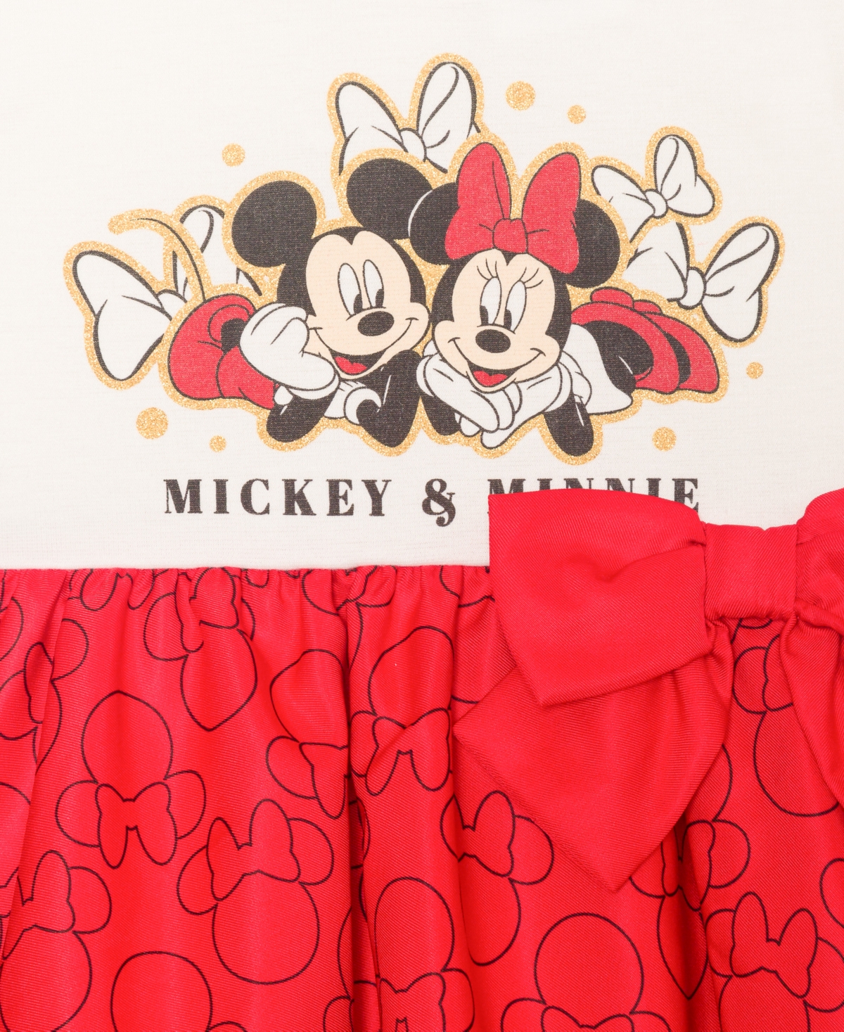 Disney Toddler and Little Girls Minnie and Mickey Mouse Short Sleeve Satin Dress