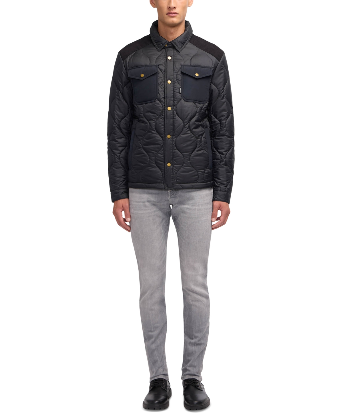 Scotch & Soda Ivik Padded Colorblocked Snap Front Shirt Jacket