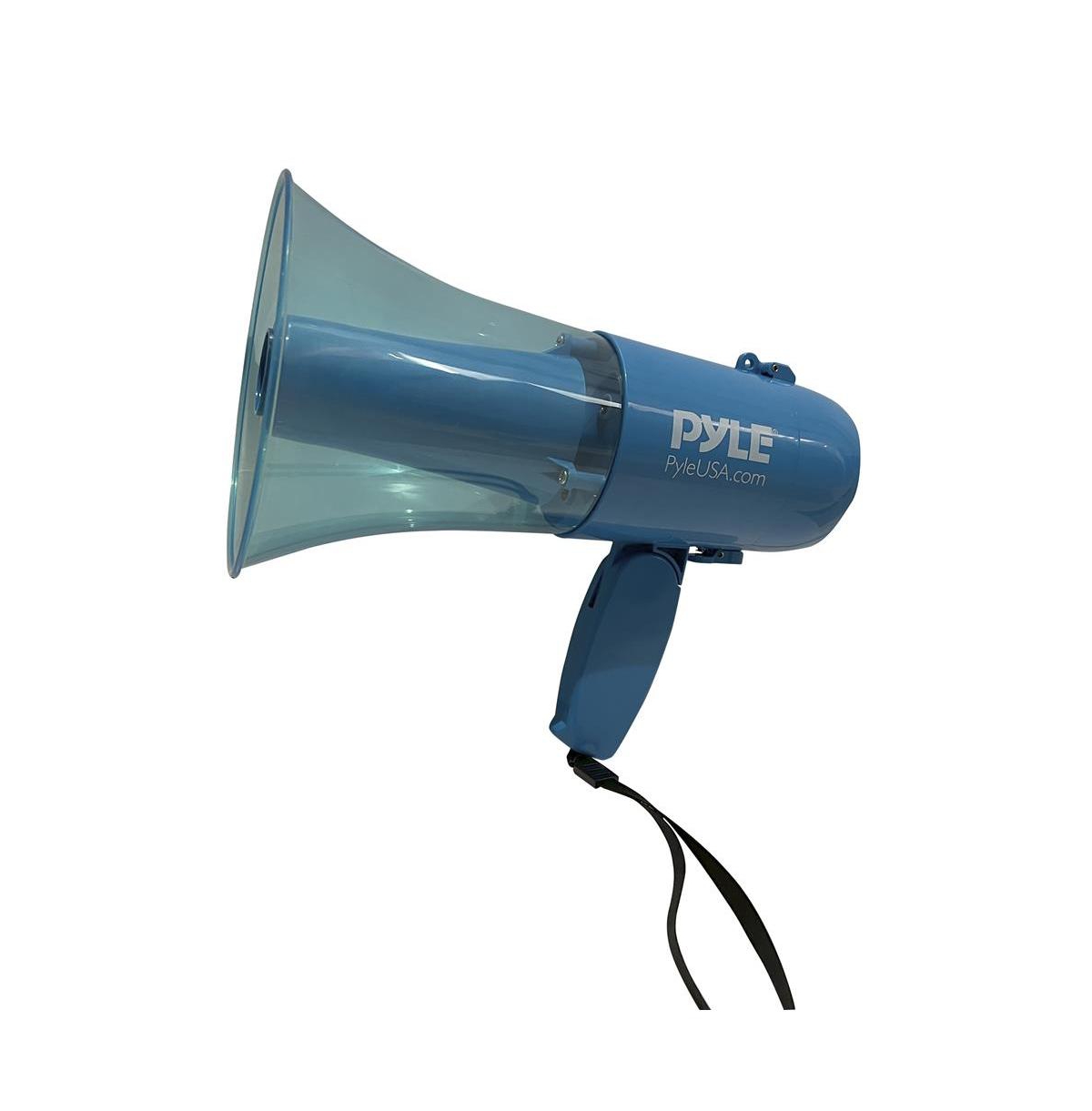 Pyle Megaphone Siren Bullhorn Speaker With Rechargeable Battery, Transparent- Blue