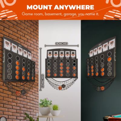 Low Post Lineup | Wall Mounted Giant Basketball 4 In a Row w/ 5+Games | Basketball Hoop For Room Wall Games | Mini Hoop