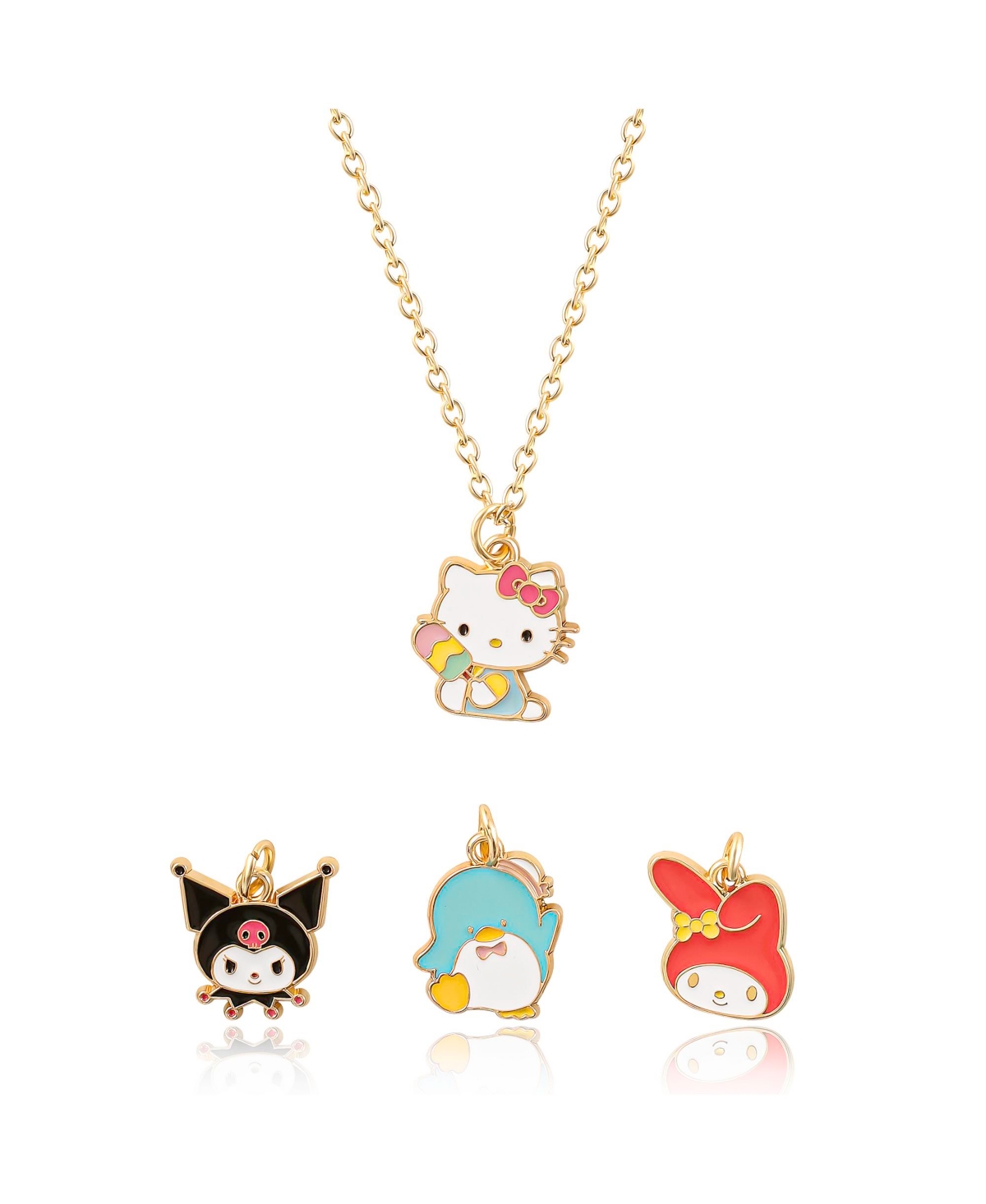Sanrio Friends Charm Set Diy With Necklace Chain - Gold tone, blue, pink