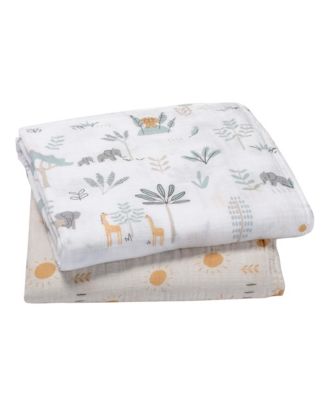 Jungle Adventure 2-Pack Cotton Muslin Newborn Baby Swaddle Blankets