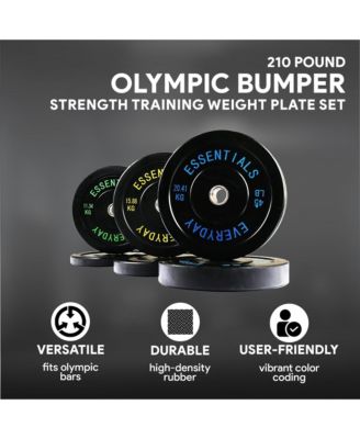 210 Pound Olympic Bumper Strength Training Weight Plate Set