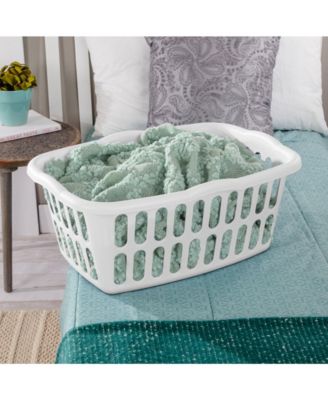 1.5 Bushel Rectangular Plastic Laundry Basket Bins, White, 12 Pack