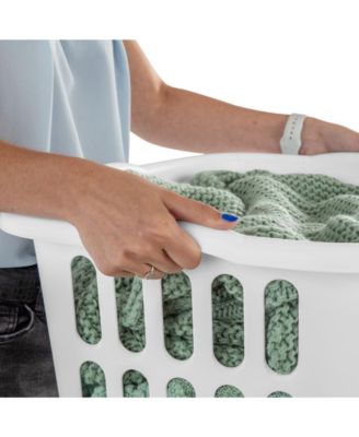 1.5 Bushel Rectangular Plastic Laundry Basket Bins, White, 12 Pack