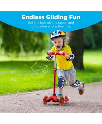 Kids Mini Kick Scooter Toy w/ Light-Up Wheels and Height Adjustable T-Bar