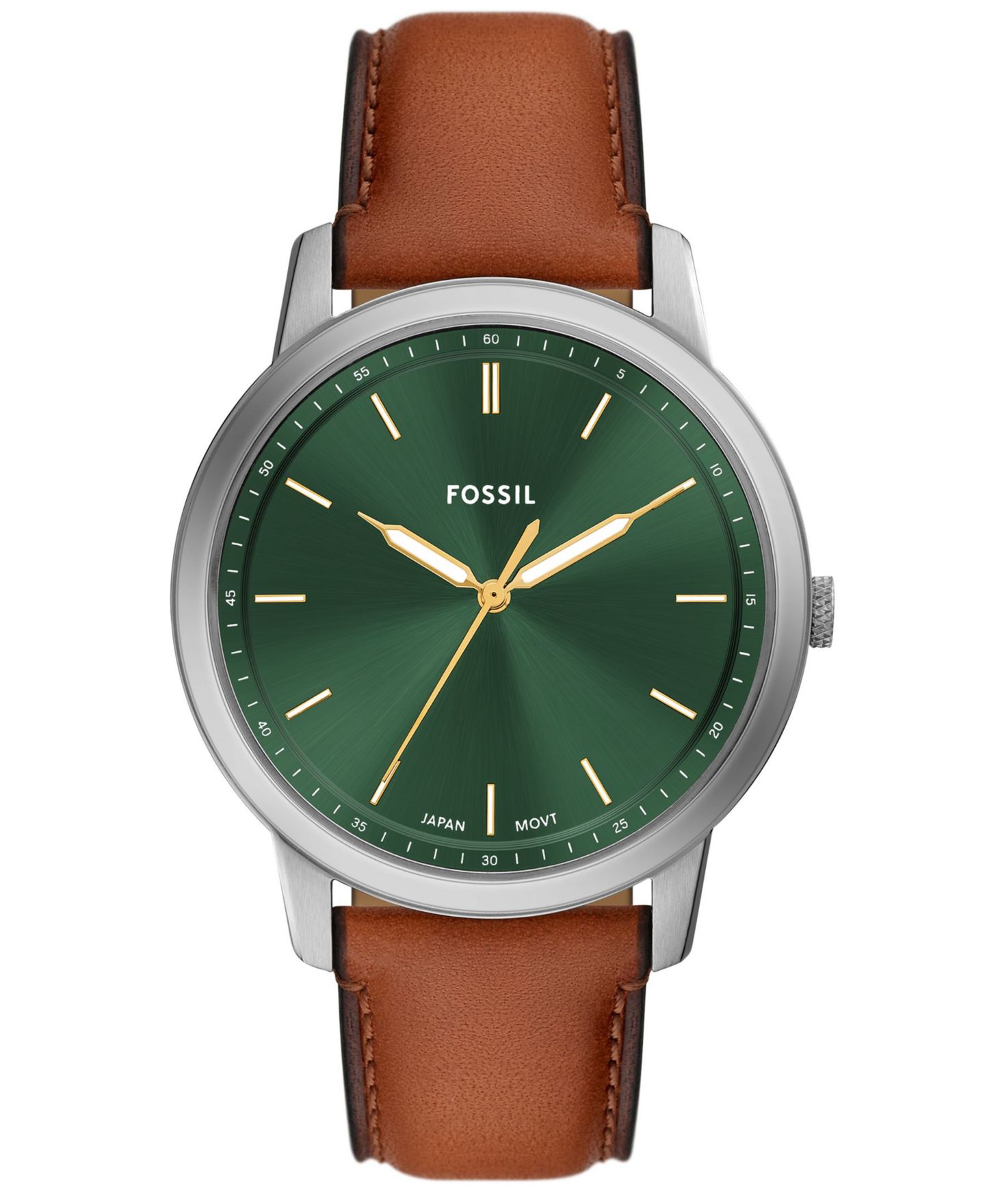 Мужские часы Fossil Minimalist Three-Hand Brown Leather Watch, 44mm — фото 1