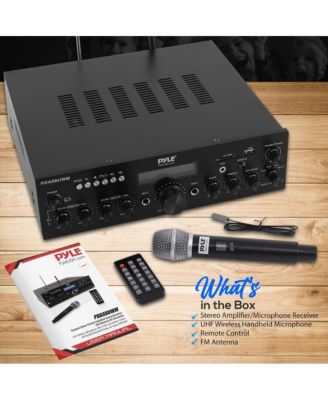 Bluetooth Stereo Amplifier Receiver With UHF Wireless Microphone, MP3/USB/SD/AUX/FM Radio, 200 Watt
