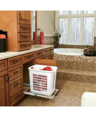 20'' Pullout Large Polymer Clothes Hamper, White, HPRV-1520 S