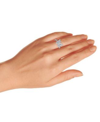 Garden Insect .925 Sterling Silver Micro Cubic Zirconia Nature Butterfly Ring Band